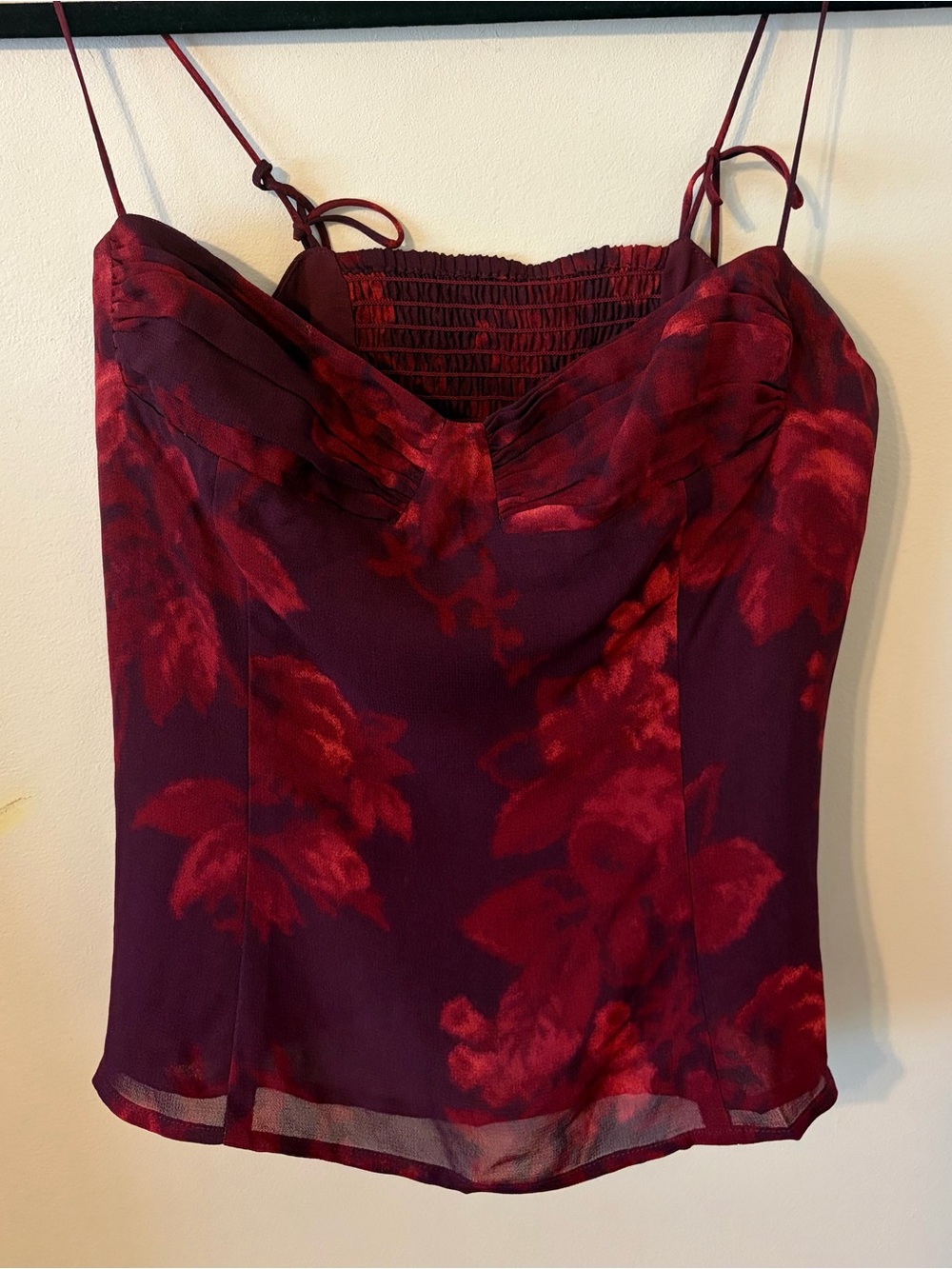 Reformation Burgundy Red Floral Bustier Camisole - Picture 2 of 5
